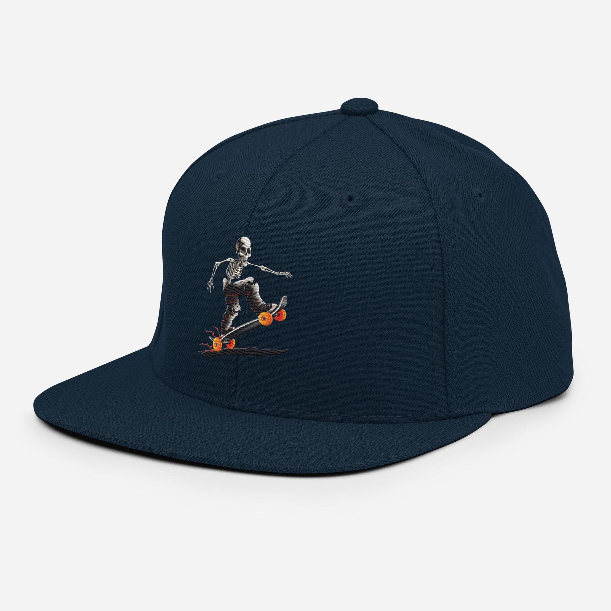 Fiery Skeleton Rider Hat – Skateboarding Graphic Cap
