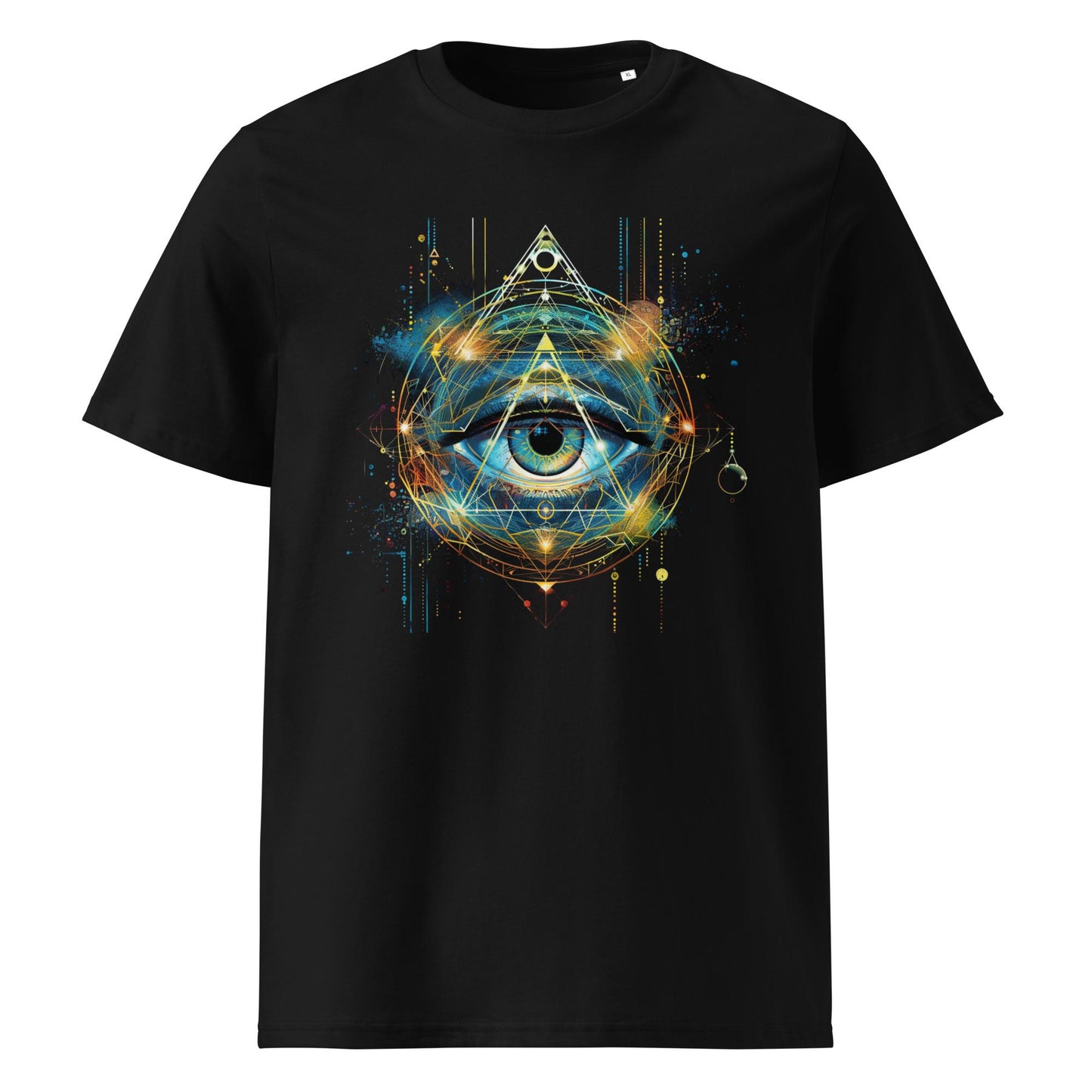 Cosmic Eye Sacred Geometry T-Shirt – Psychedelic Third Eye Triangle Symbol Tee, Mystical Spiritual Graphic Shirt