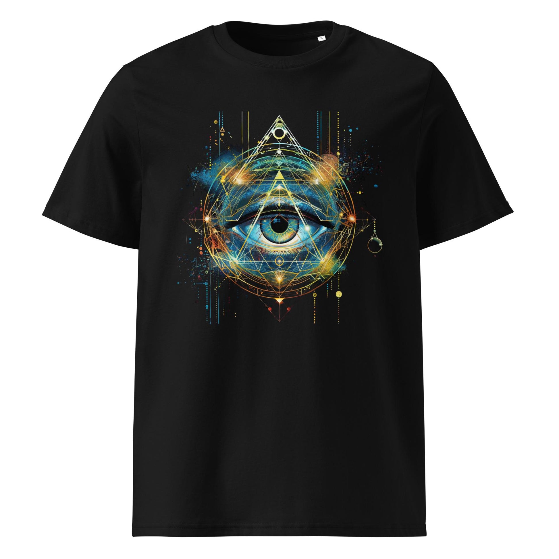 Cosmic Eye Sacred Geometry T-Shirt – Psychedelic Third Eye Triangle Symbol Tee, Mystical Spiritual Graphic Shirt