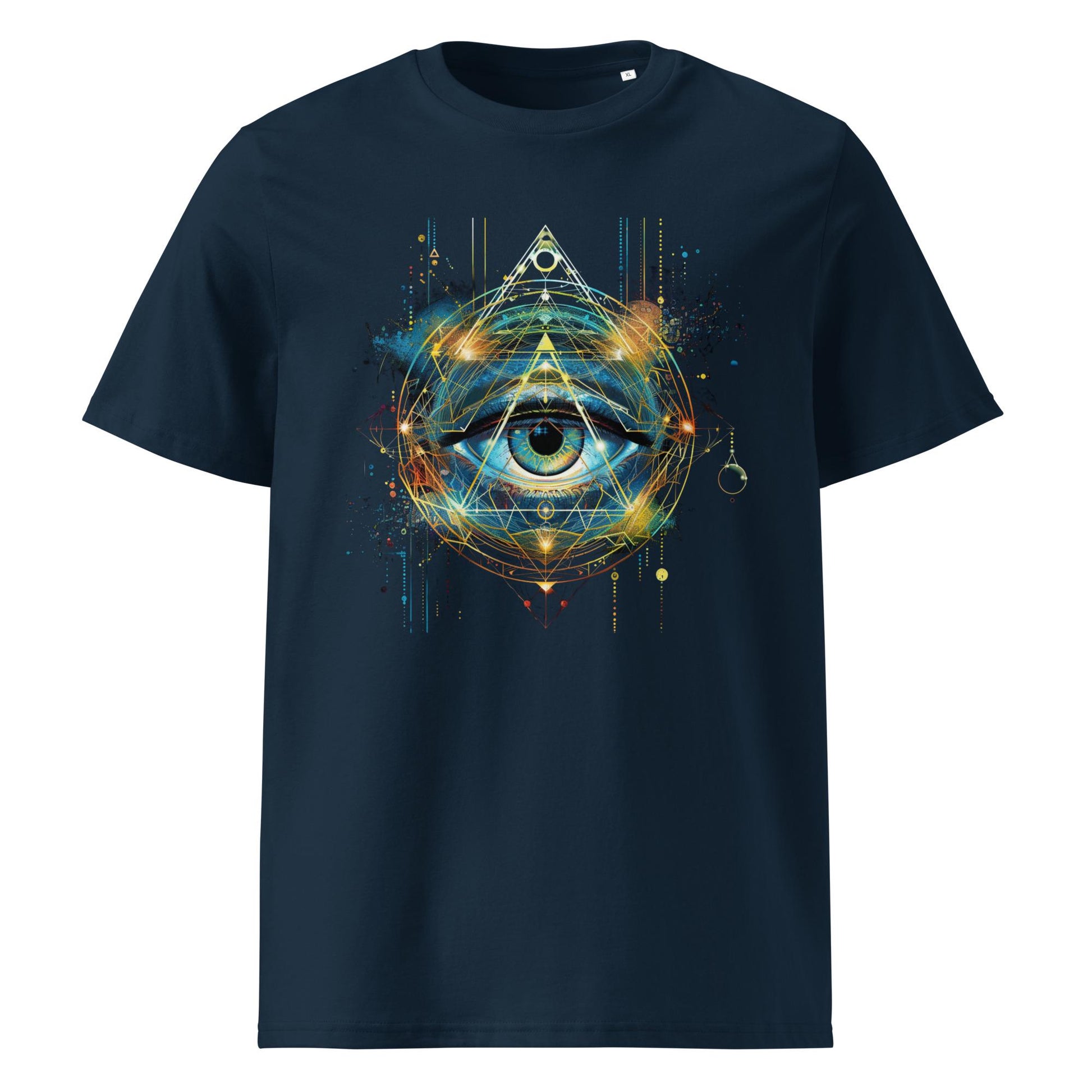 Cosmic Eye Sacred Geometry T-Shirt – Psychedelic Third Eye Triangle Symbol Tee, Mystical Spiritual Graphic Shirt