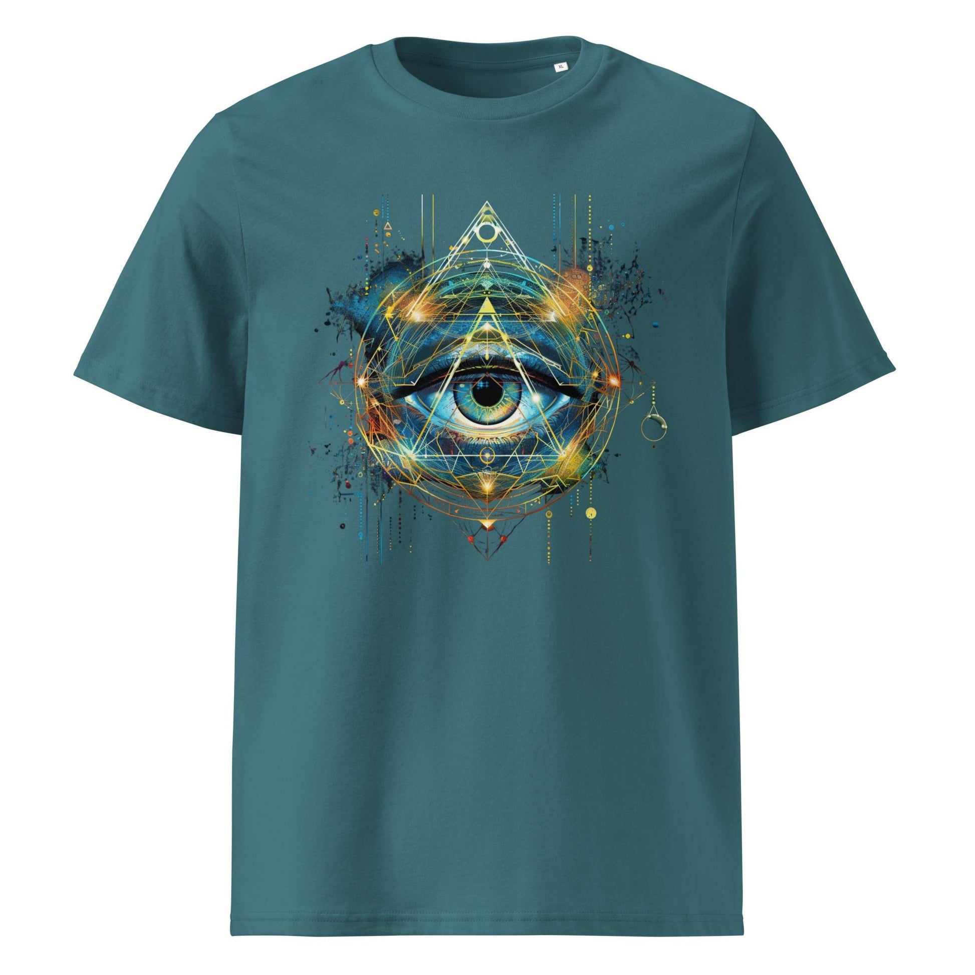 Cosmic Eye Sacred Geometry T-Shirt – Psychedelic Third Eye Triangle Symbol Tee, Mystical Spiritual Graphic Shirt