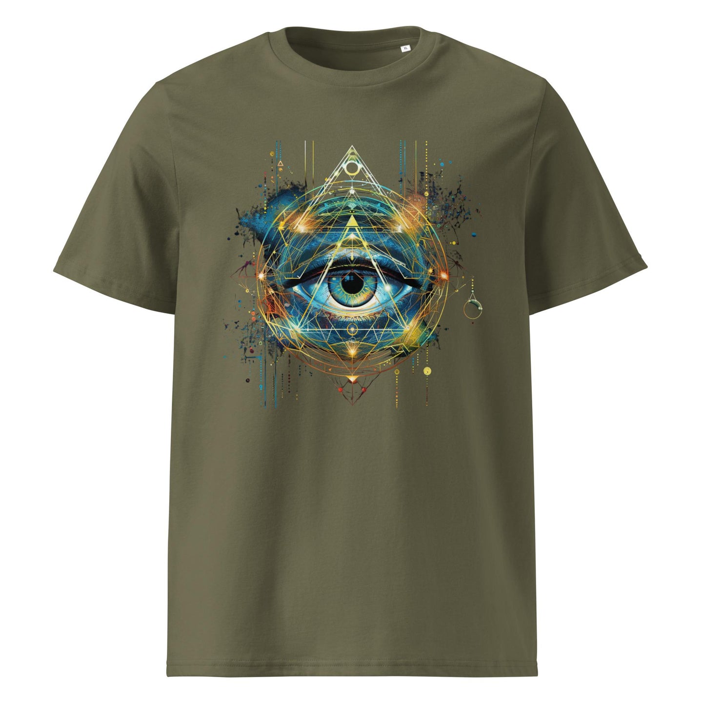 Cosmic Eye Sacred Geometry T-Shirt – Psychedelic Third Eye Triangle Symbol Tee, Mystical Spiritual Graphic Shirt