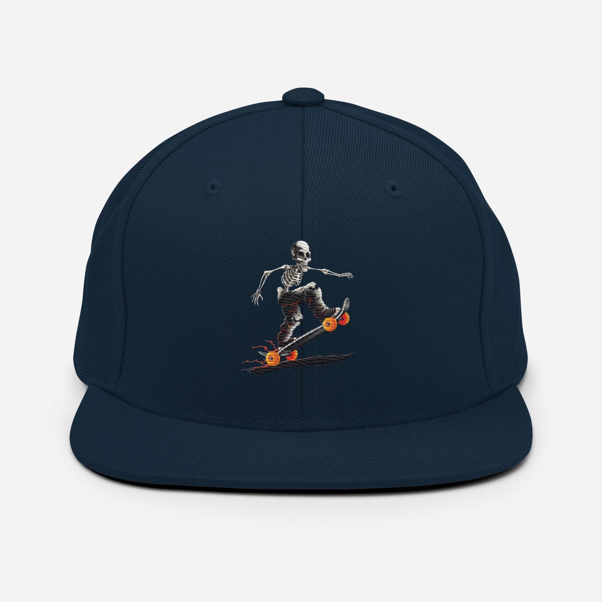 Fiery Skeleton Rider Hat – Skateboarding Graphic Cap