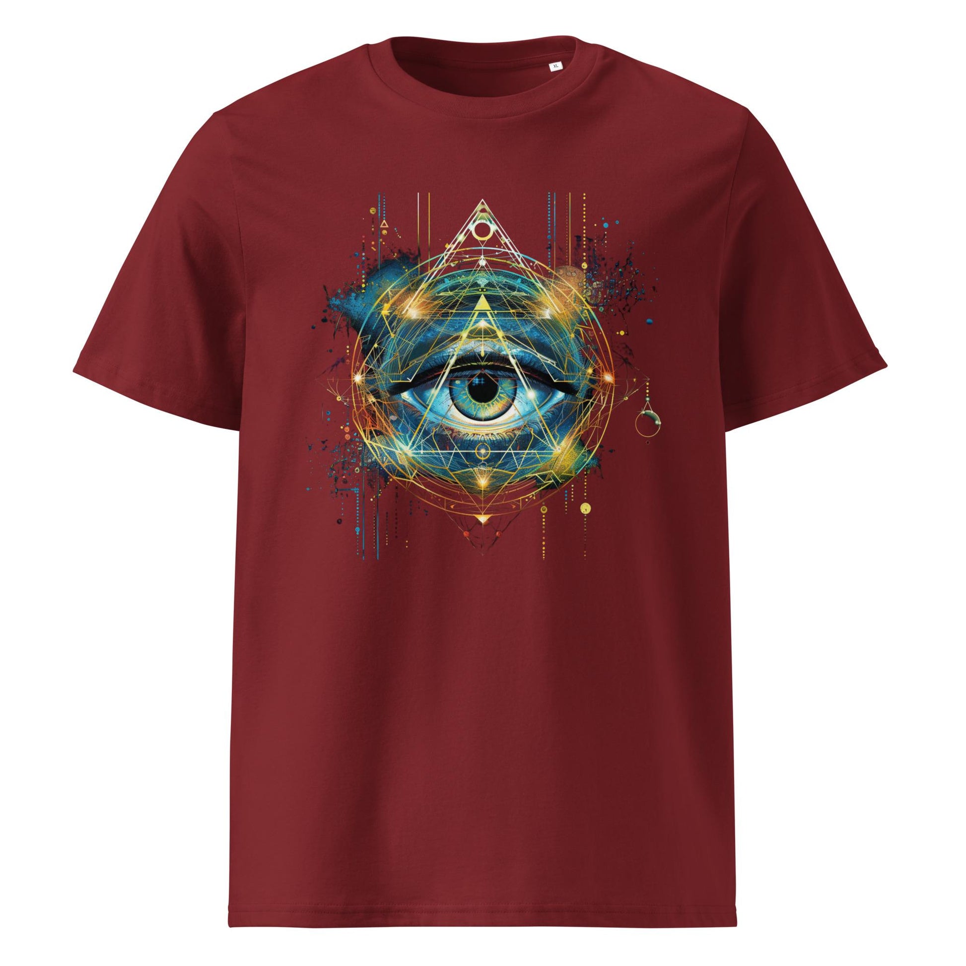 Cosmic Eye Sacred Geometry T-Shirt – Psychedelic Third Eye Triangle Symbol Tee, Mystical Spiritual Graphic Shirt