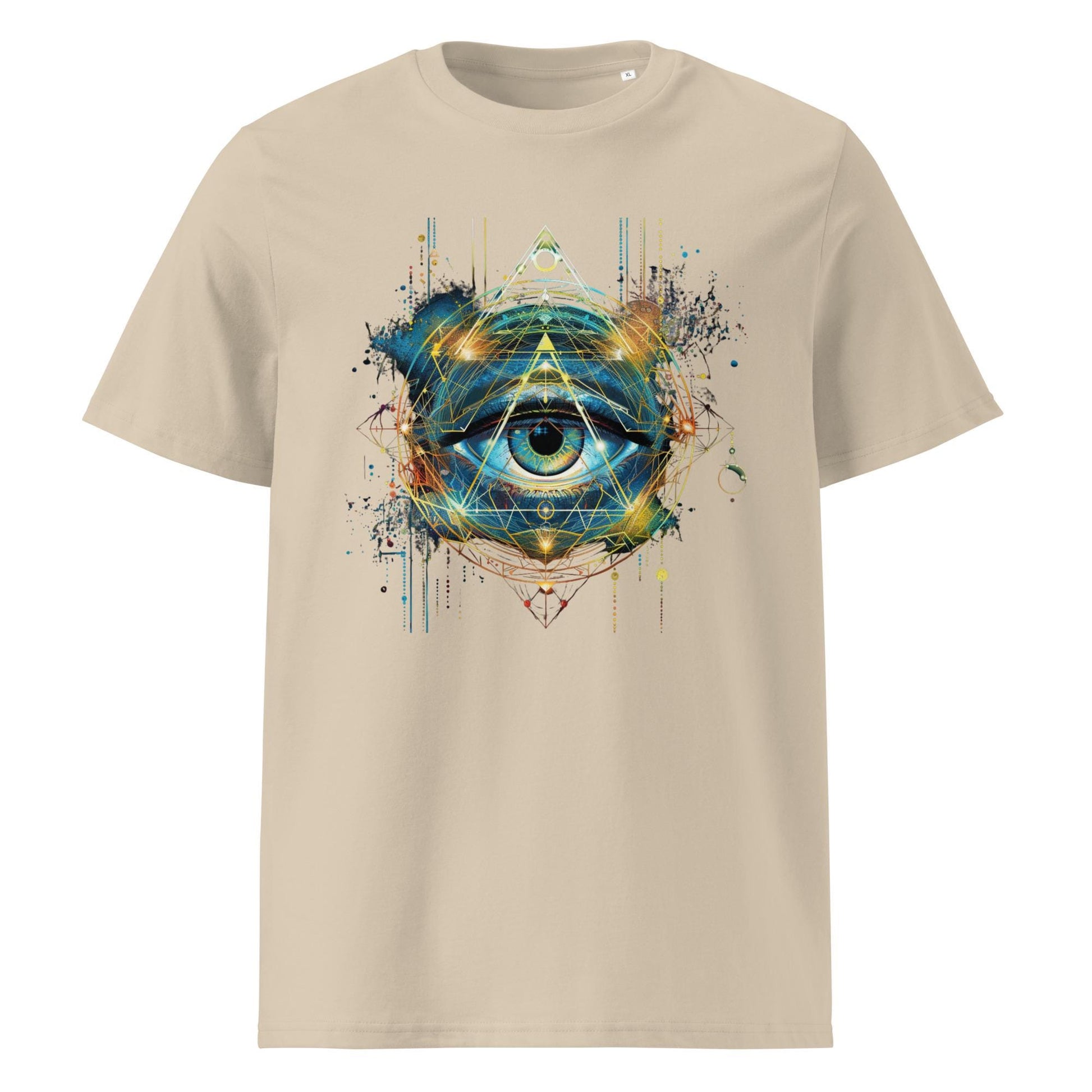 Cosmic Eye Sacred Geometry T-Shirt – Psychedelic Third Eye Triangle Symbol Tee, Mystical Spiritual Graphic Shirt