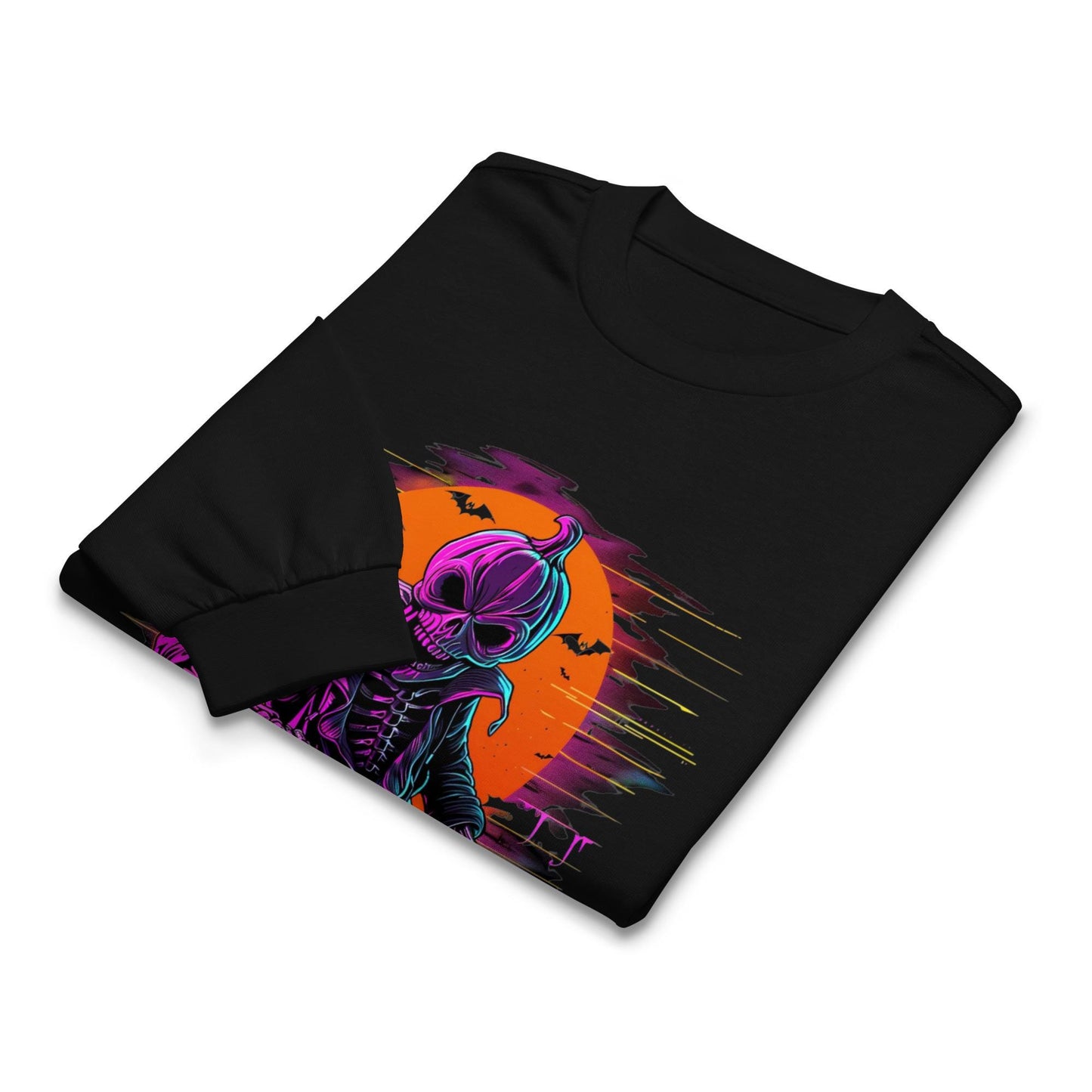 Pumpkin Head Neon Retro DJ - Premium heavyweight long sleeve shirt