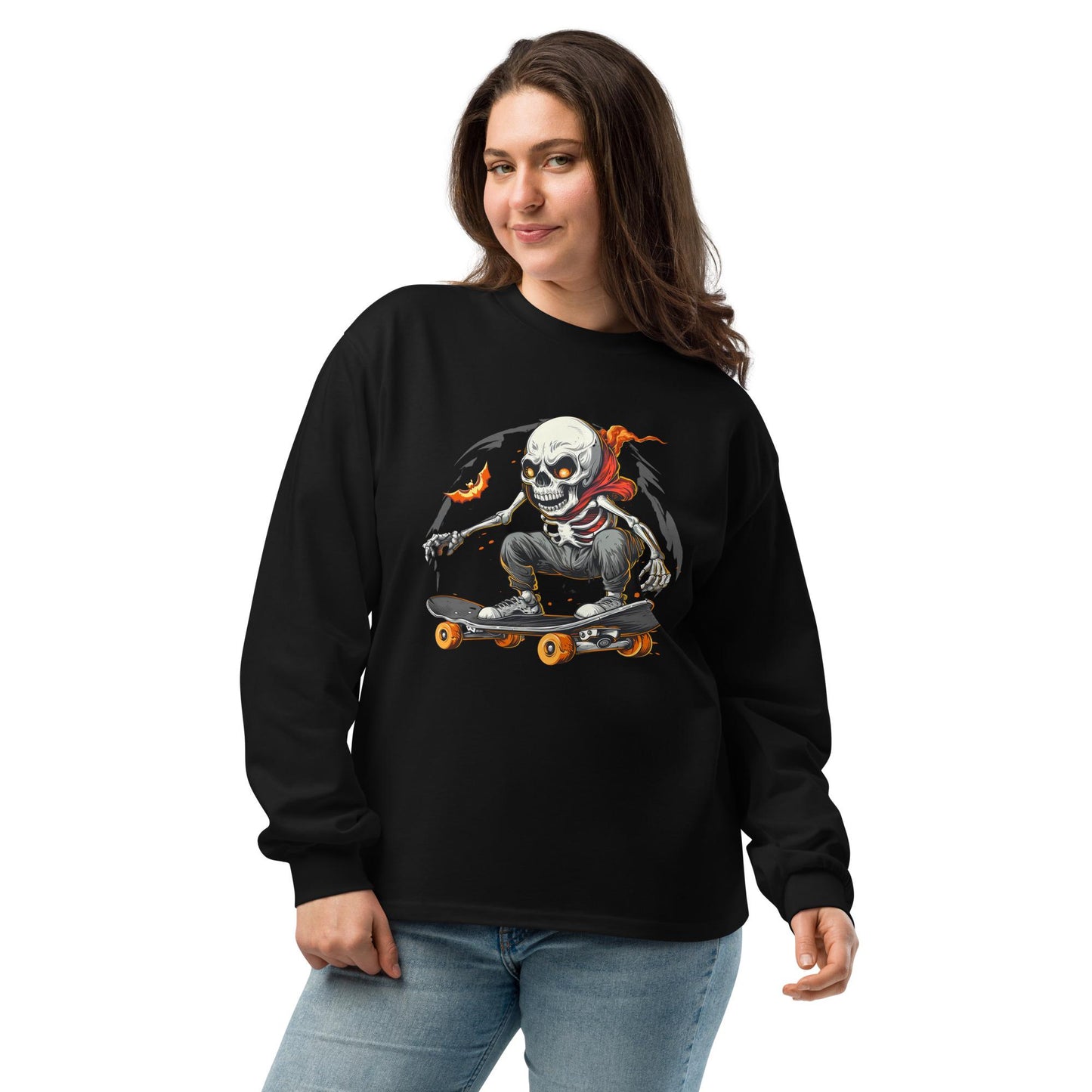 Psycho Skellie Shredder - Halloween Skateboard Premium heavyweight long sleeve shirt
