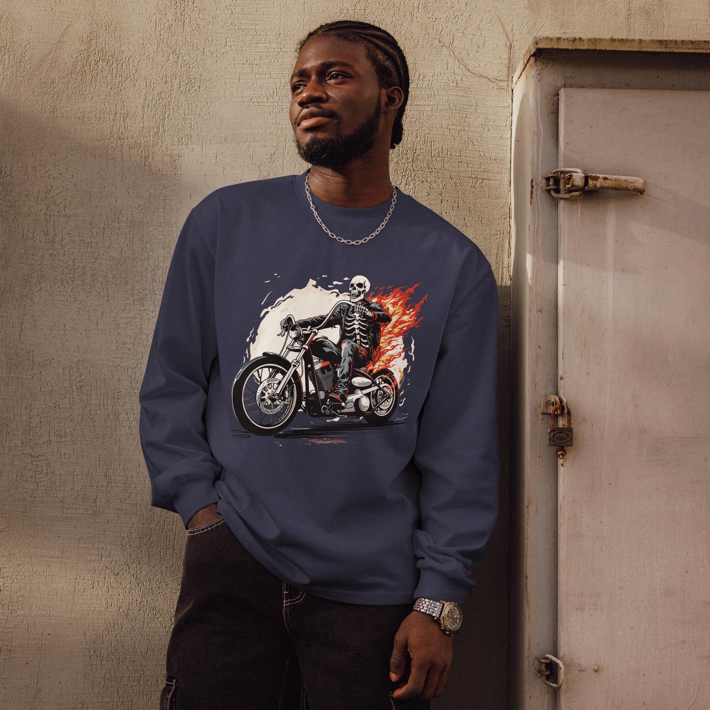 Undead Biker - Premium heavyweight long sleeve shirt