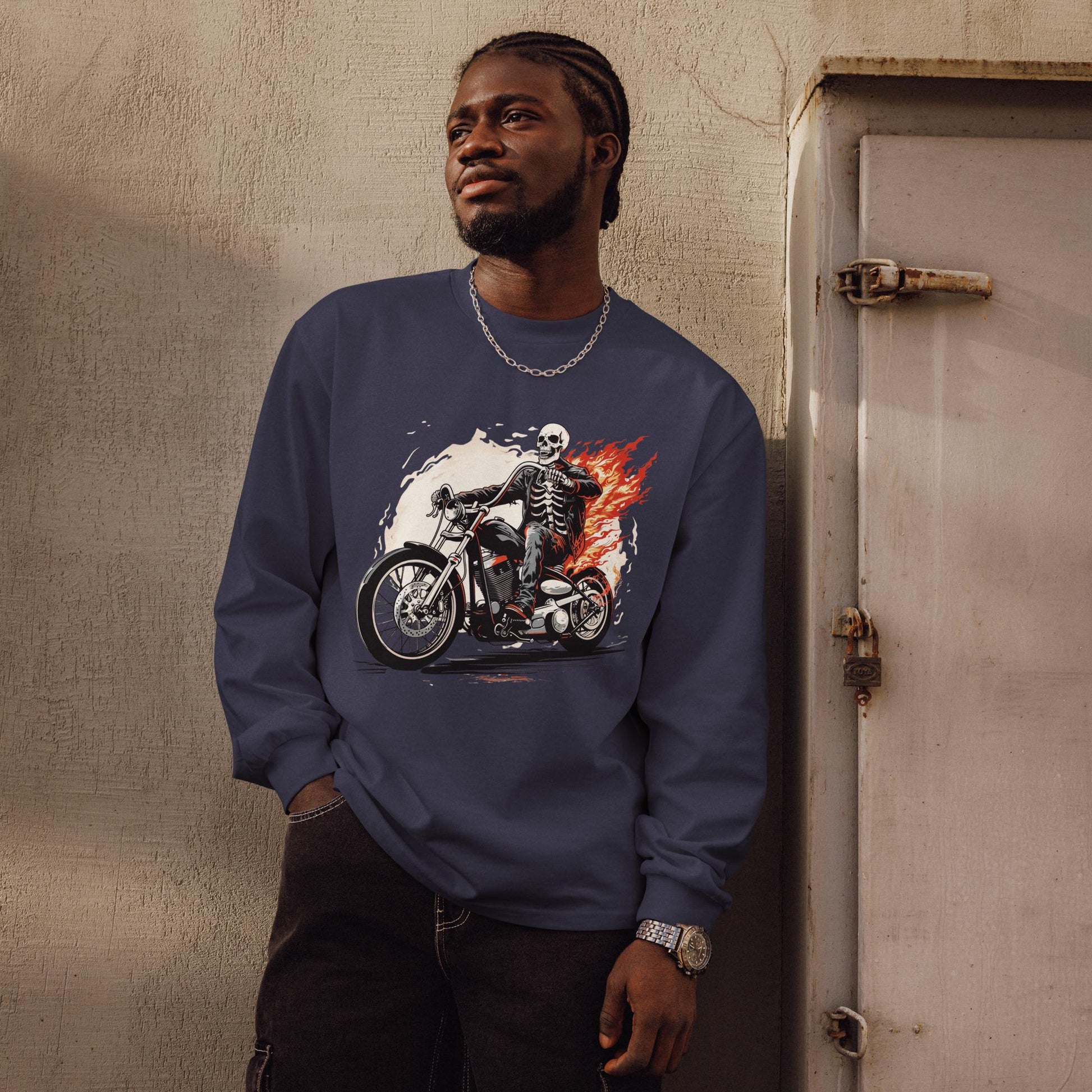 Undead Biker - Premium heavyweight long sleeve shirt