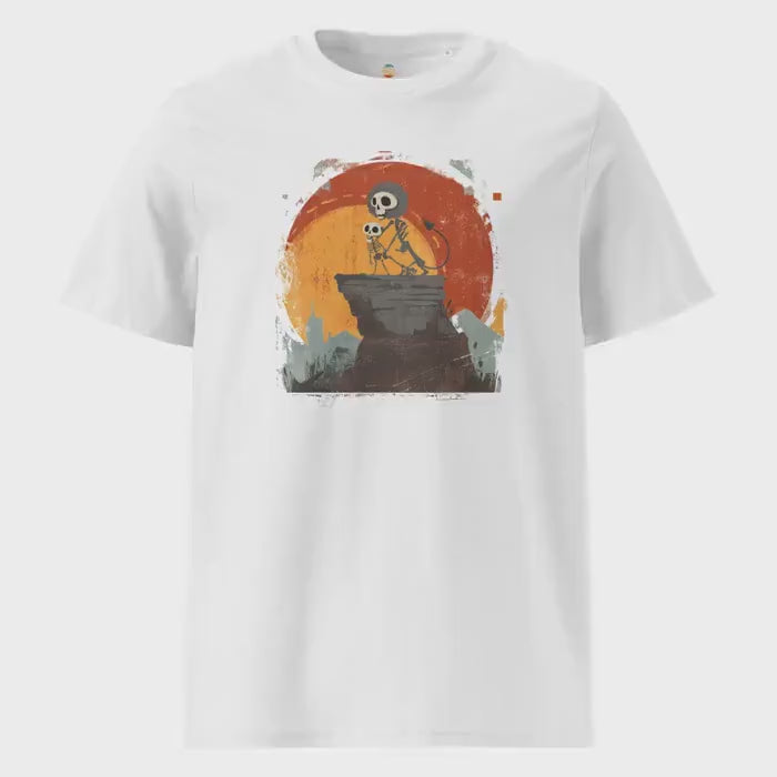 Lion King Skeletons T-Shirt Organic GOTS Certified Cotton Halloween Quirky Graphic Tee for Fans of Circle of Life and Scary Illustrations