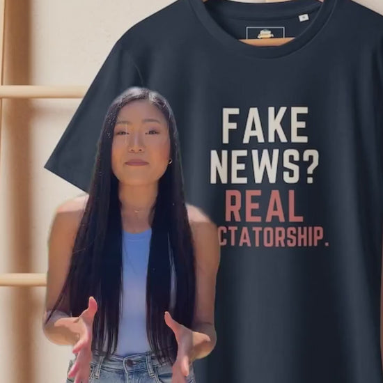 Fake News Real Dictatorship Unisex Organic Cotton Mid-Light T-Shirt – Political Graphic Tee, Eco-Friendly Fashion