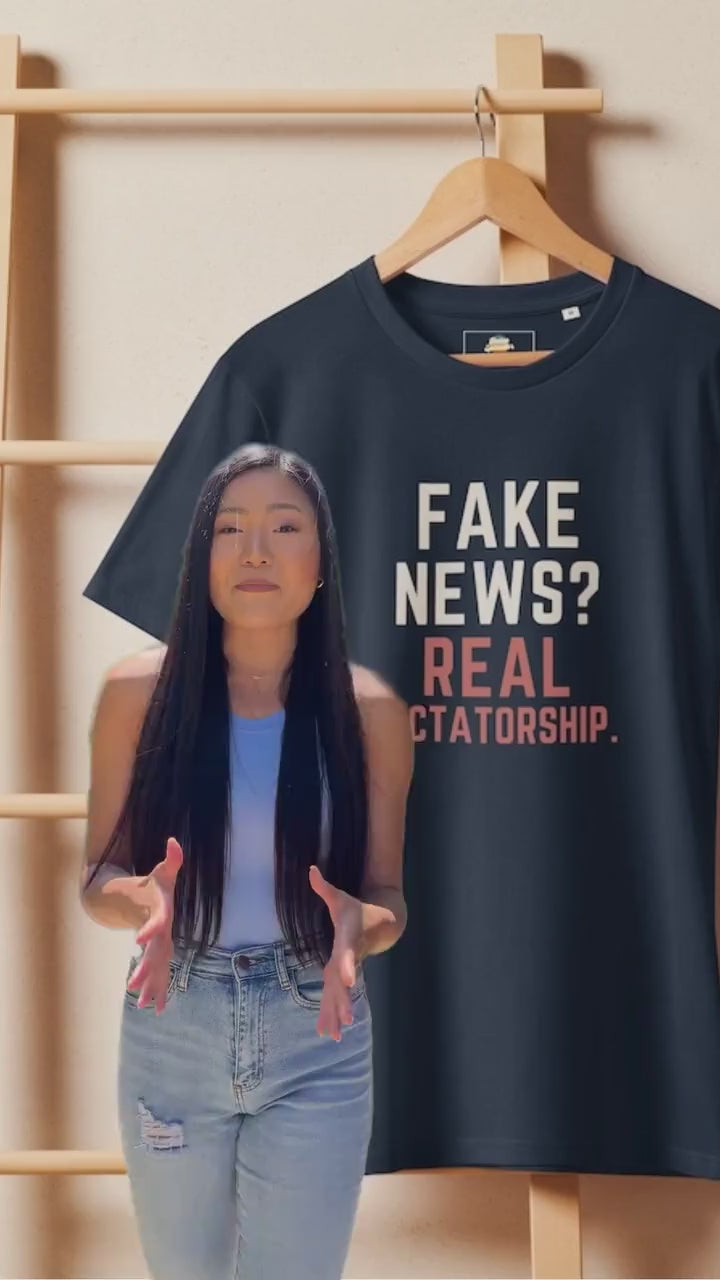 Fake News Real Dictatorship Unisex Organic Cotton Mid-Light T-Shirt – Political Graphic Tee, Eco-Friendly Fashion