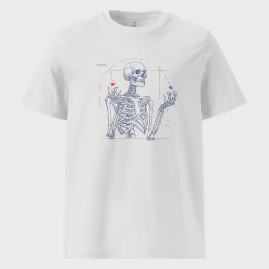 Red Pill Blue Pill Skeleton T-Shirt - Unisex Organic Cotton Ribbed Neck Tee, Sci-Fi Graphic Top, Casual Geeky Style