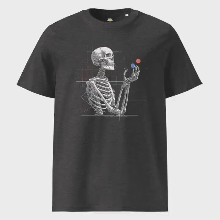 Red Pill Blue Pill Skeleton v2 Unisex Organic Ribbed Neck T-Shirt | Retro Sci-Fi Tee, Geek Gift