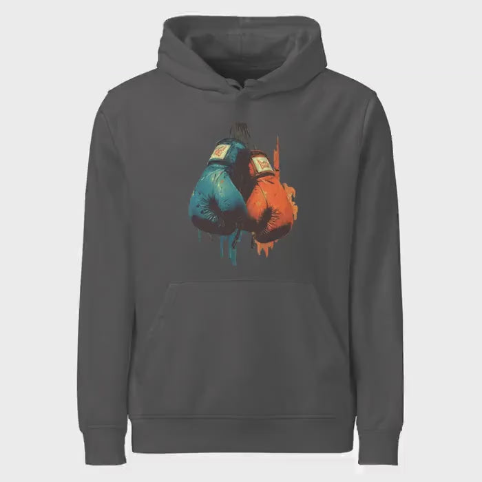 Boxing Gloves Hoodie – Graffiti Style Streetwear | Red vs Blue Fighter Hoodie, Bold Urban Athletic Sweatshirt