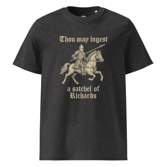Satchel of Richards - organic cotton t-shirt by Stanley/Stella Tags: 100% Organic Cotton, funny, graphic, graphic tee, knight, medieval, original, retro, vintage, vintage vibe RetroSplendor Apparel