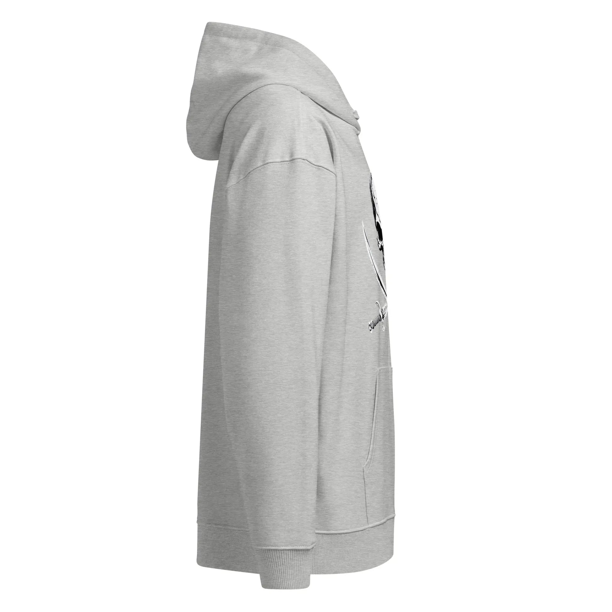 Doom Gate Skull - organic relaxed hoodie by Stanley/Stella Tags: cross bones, graphic tee, hoodie, organic cotton, original, Printful, retro, shirt, skull, sweatshirt, t-shirt, unisex, vintage RetroSplendor Apparel