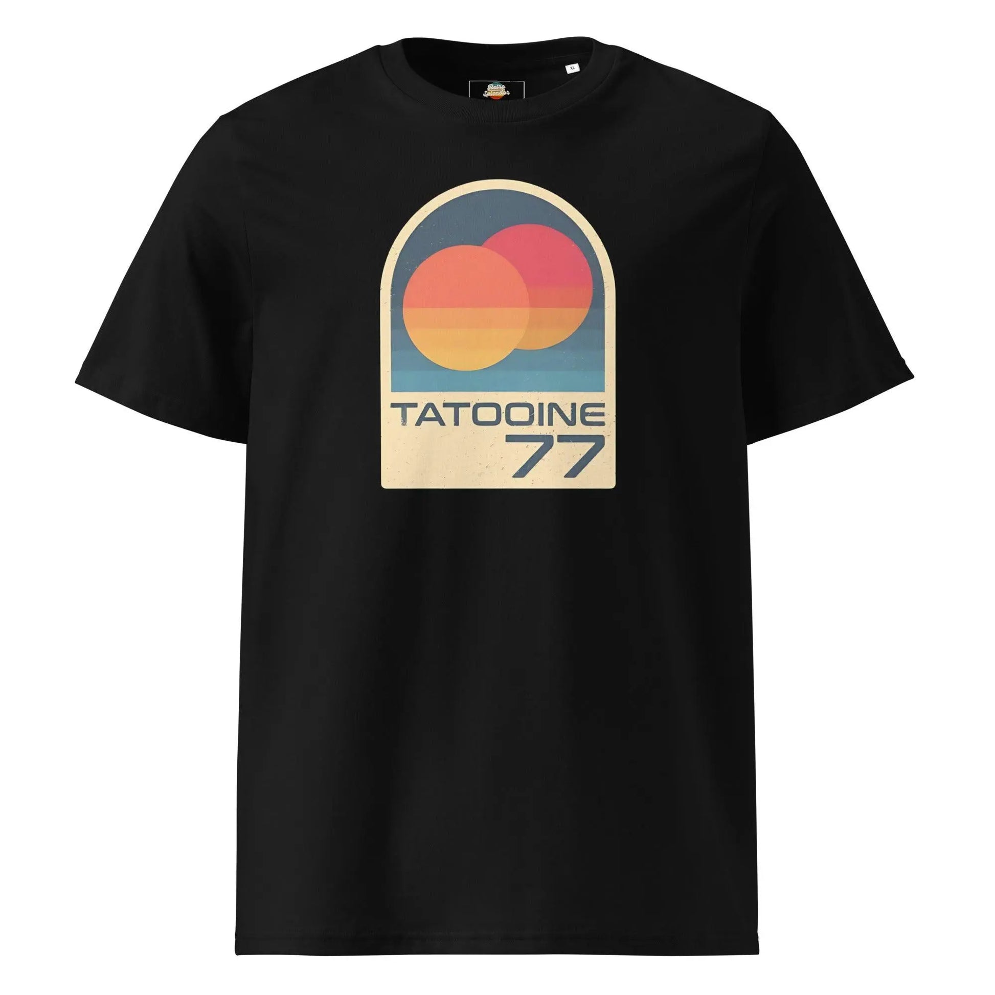 Tatooine '77 - organic ribbed neck t-shirt by Stanley/Stella Tags: 1977, movie, original, Printful, retro, shirt, star wars, sunset, t-shirt, tatooine, vintage RetroSplendor Apparel