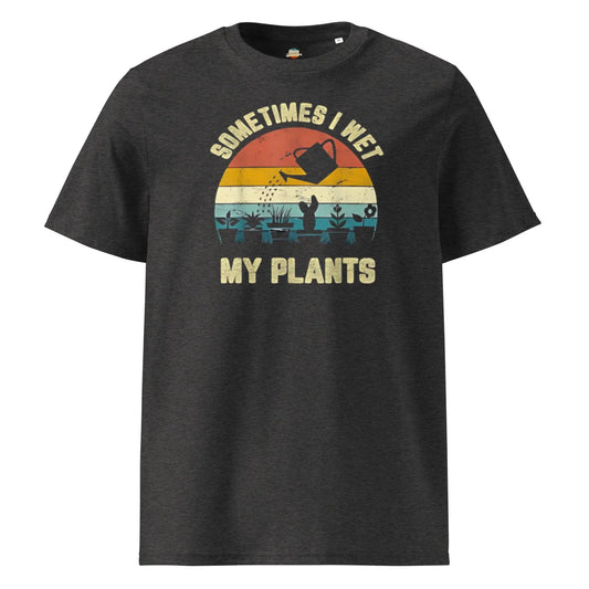 Sometimes I Wet My Plants - Men's organic ribbed neck t-shirt by Stanley/Stella Tags: 100% organic cotton, funny, graphic tee, original, plants, polyester blend for some colors, retro, retrosplendor, shirt, splendor, t-shirt, unisex, vintage RetroSplendor Apparel