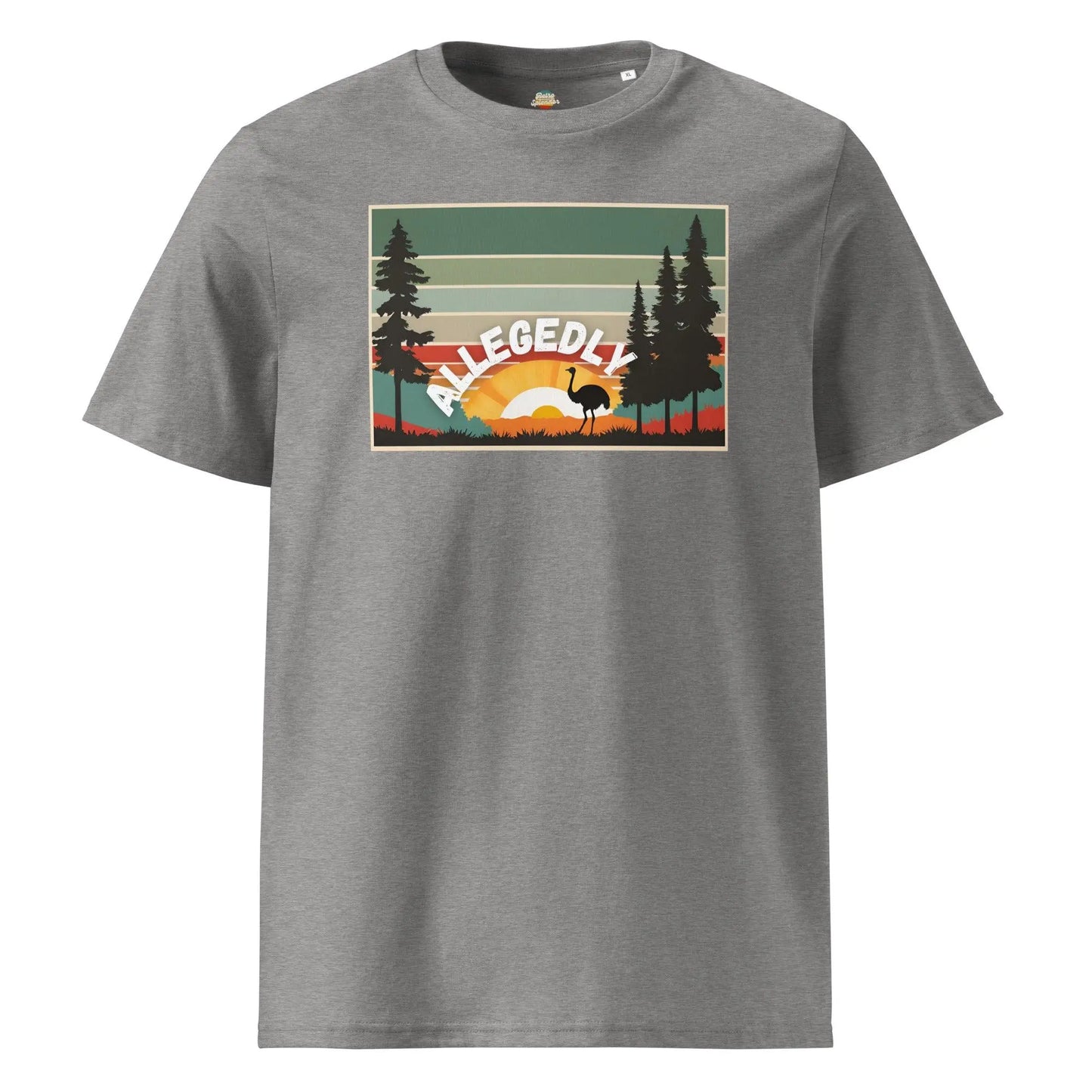 Allegedly - Letter Kenny Ostrich Retro T-Shirt - Organic Cotton by Stanley/Stella Tags: allegedly, comedy, funny, humor, letter kenny, organic cotton, original, ostrich, retro, shirt, t-shirt, vintage RetroSplendor Apparel