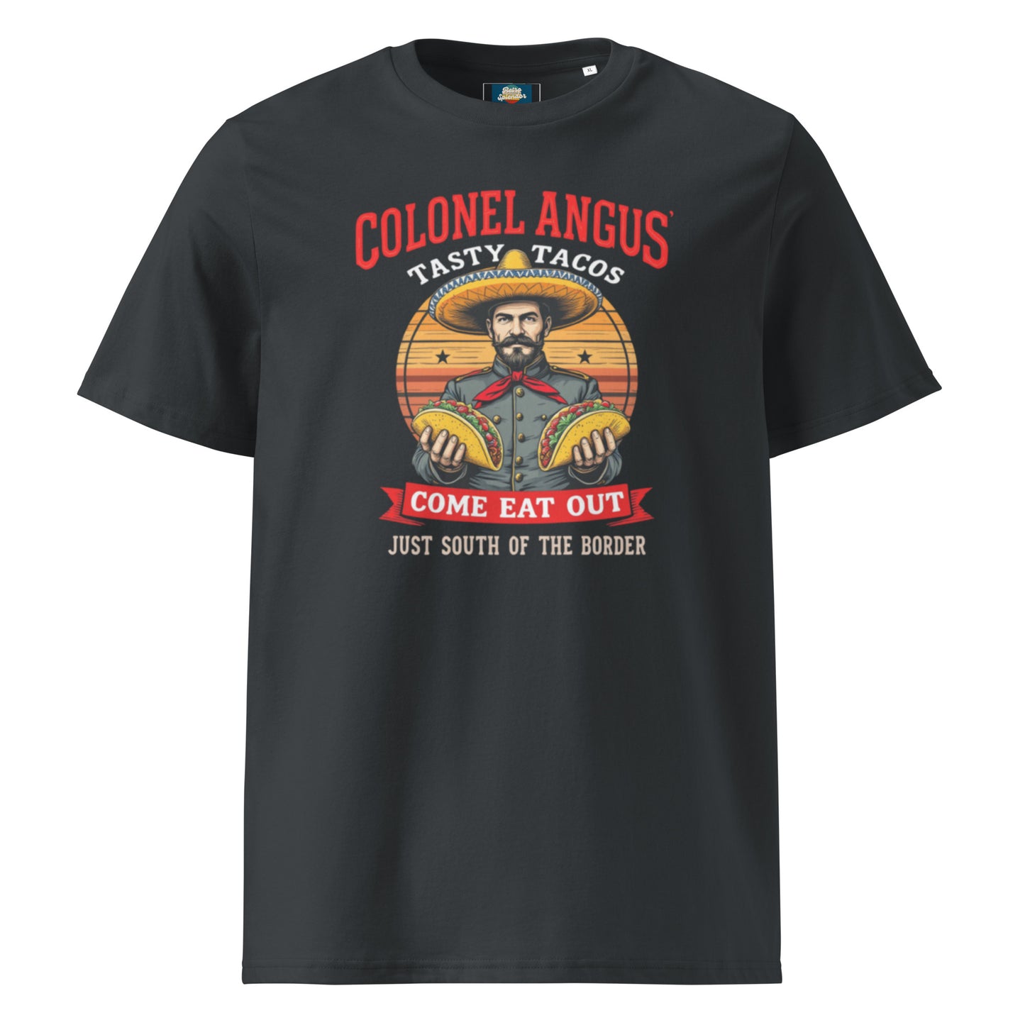 Colonel Angus' Tasty Tacos - organic ribbed neck t-shirt - Retro Splendor