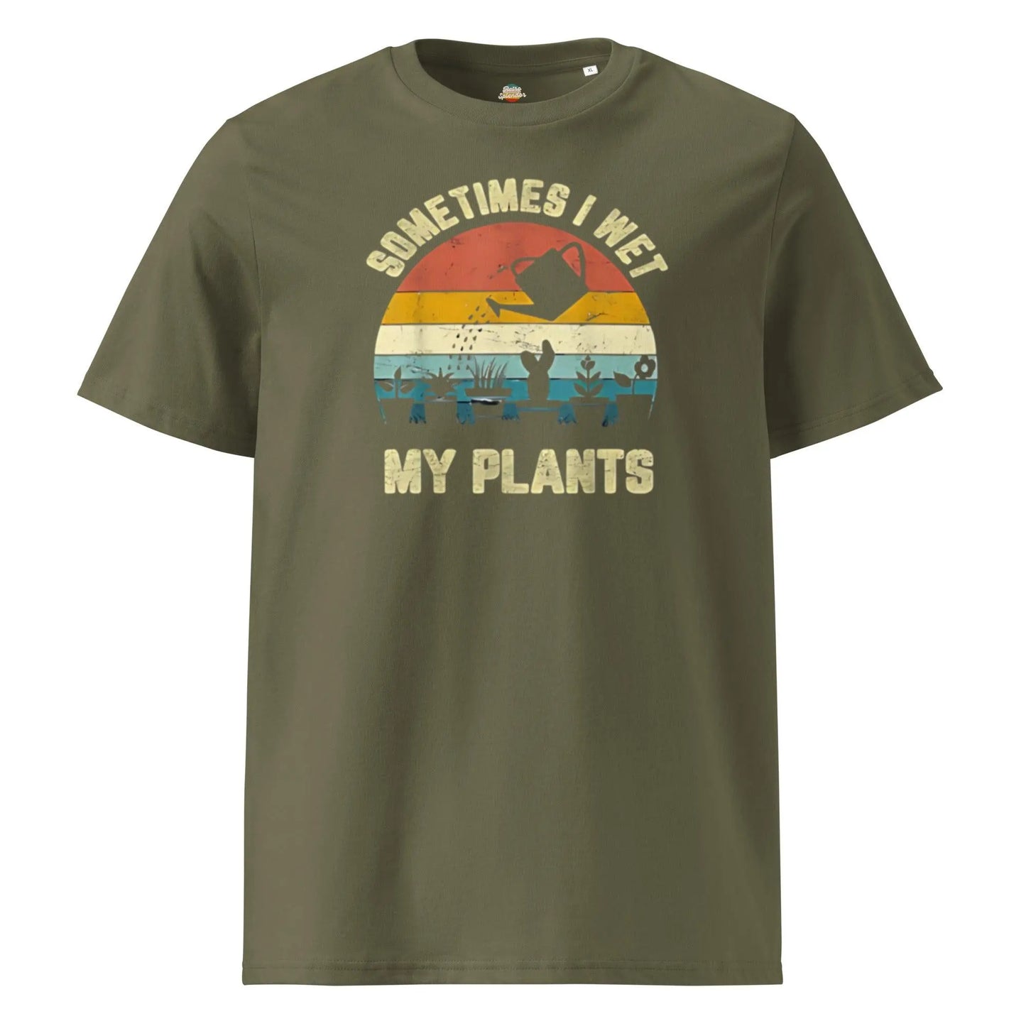 Sometimes I Wet My Plants - Men's organic ribbed neck t-shirt by Stanley/Stella Tags: 100% organic cotton, funny, graphic tee, original, plants, polyester blend for some colors, retro, retrosplendor, shirt, splendor, t-shirt, unisex, vintage RetroSplendor Apparel