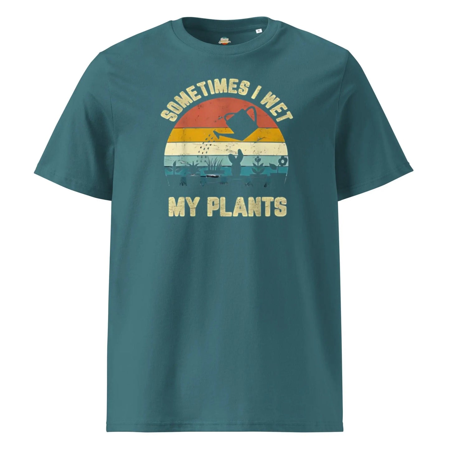 Sometimes I Wet My Plants - Men's organic ribbed neck t-shirt by Stanley/Stella Tags: 100% organic cotton, funny, graphic tee, original, plants, polyester blend for some colors, retro, retrosplendor, shirt, splendor, t-shirt, unisex, vintage RetroSplendor Apparel