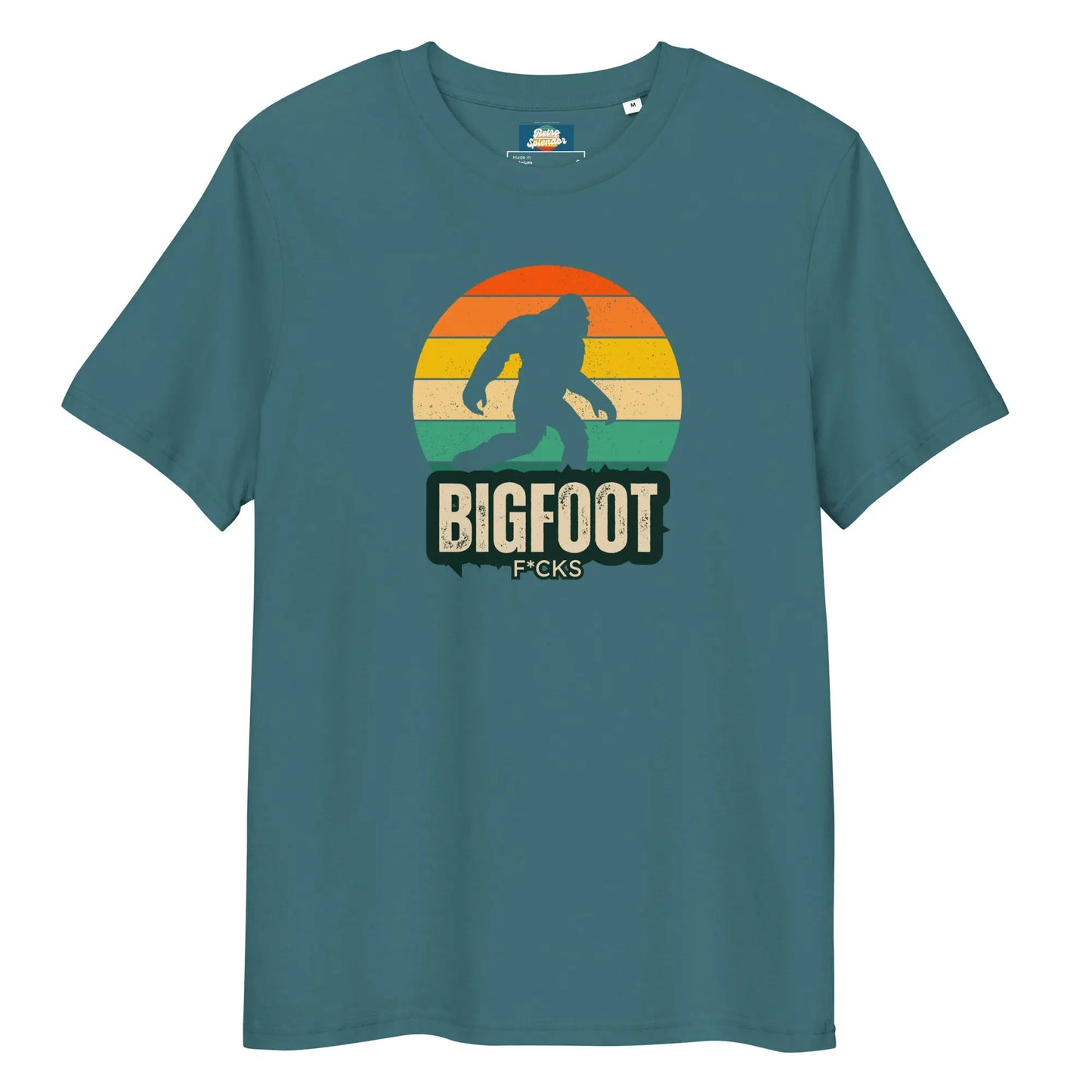 Bigfoot F*cks - Unisex organic ribbed neck t-shirt by Stanley/Stella Tags: bigfoot, cool, funny, graphic, men, original, Printful, retro, tee, unisex, vintage, women RetroSplendor Apparel