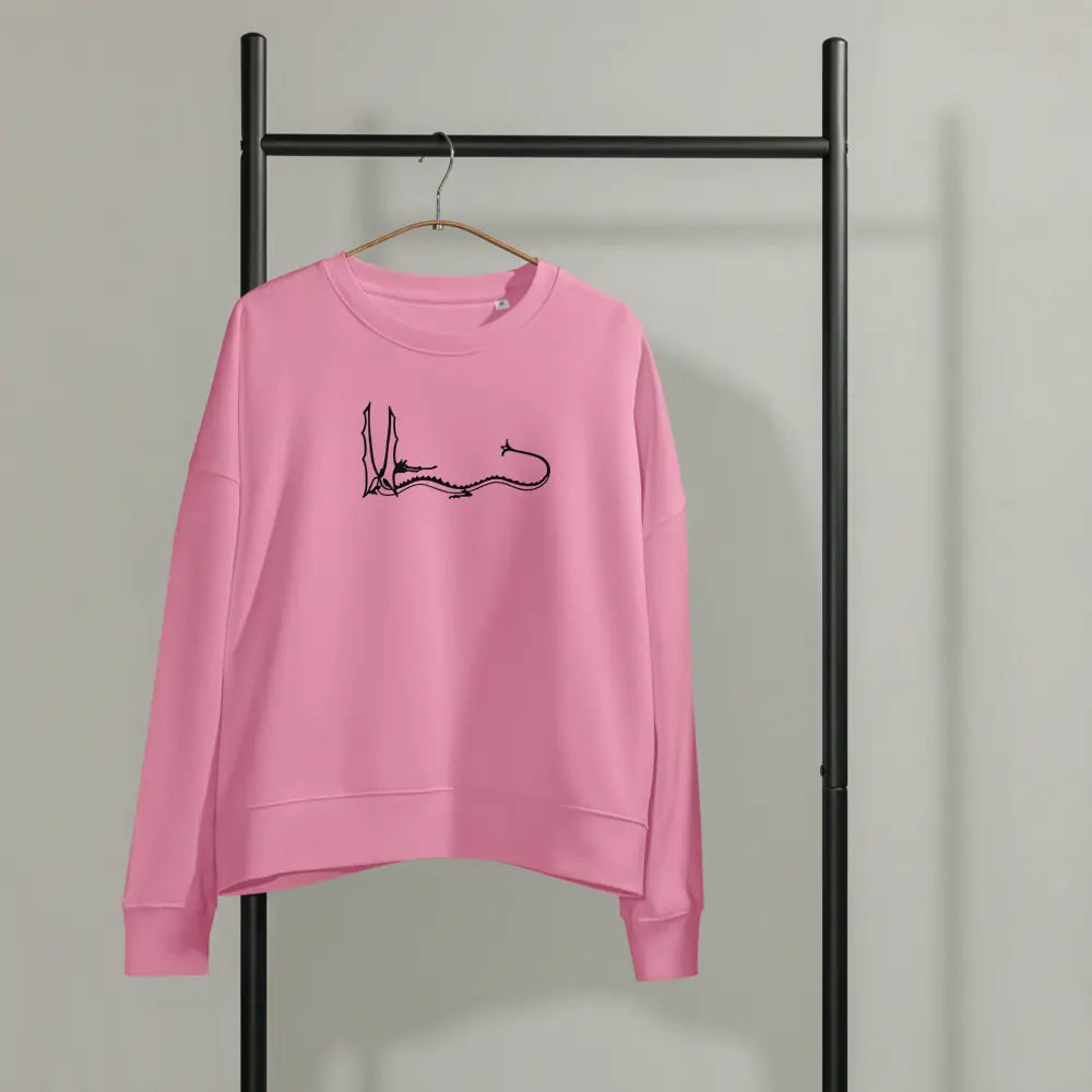 Smaug - Women’s organic crew neck sweatshirt – Sweatshirt by Stanley/Stella Tags: book, crew neck, graphic, illustration, minimalist, movie, original, Printful, retro, smaug, sweatshirt, tee, the hobbit, vintage, women RetroSplendor Apparel