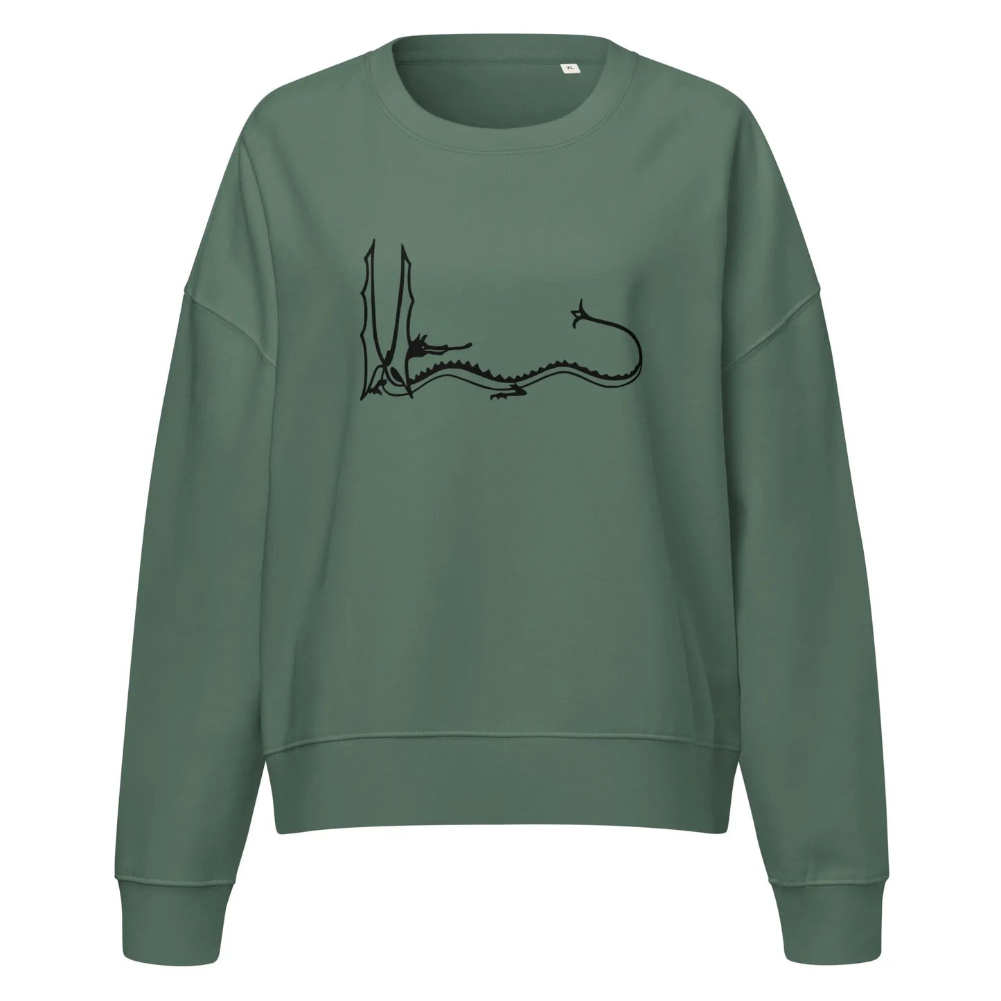 Smaug - Women’s organic crew neck sweatshirt – Sweatshirt by Stanley/Stella Tags: book, crew neck, graphic, illustration, minimalist, movie, original, Printful, retro, smaug, sweatshirt, tee, the hobbit, vintage, women RetroSplendor Apparel