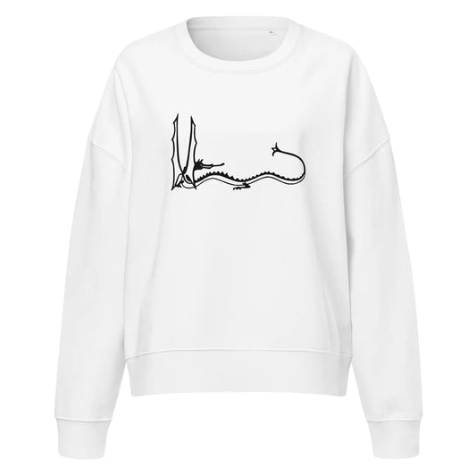 Smaug - Women’s organic crew neck sweatshirt – Sweatshirt by Stanley/Stella Tags: book, crew neck, graphic, illustration, minimalist, movie, original, Printful, retro, smaug, sweatshirt, tee, the hobbit, vintage, women RetroSplendor Apparel